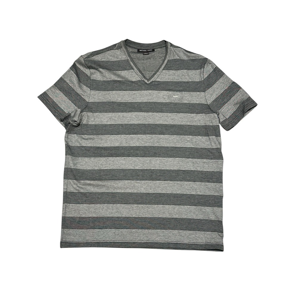 Michael Kors Men's 100% Cotton Short Sleeve V-Neck Striped Pullover Size L
